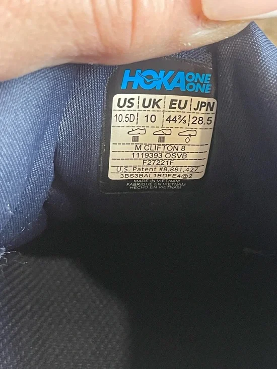 Hoka Men's Navy Running Shoes with Teal Logo and Light Blue Midsole Size 10.5 - Picture 10 of 10